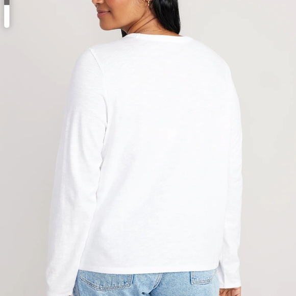 NWT OLD NAVY EveryWear Long-Sleeve Slub-Knit T-Shirt Color: White Lilies - Picture 5 of 6